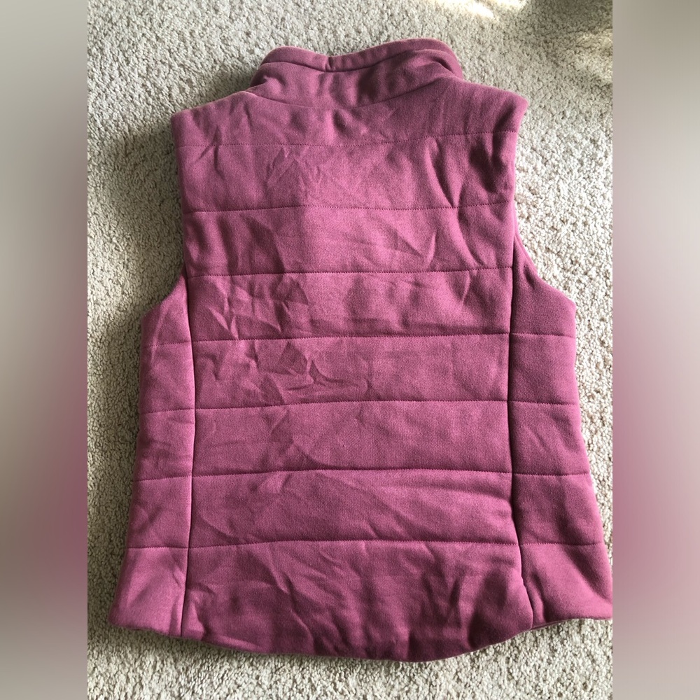 Women's Beceel Soft Maroon Quilted Vest Zip & Snap Close Pockets 90’s Vibes - Picture 2 of 6